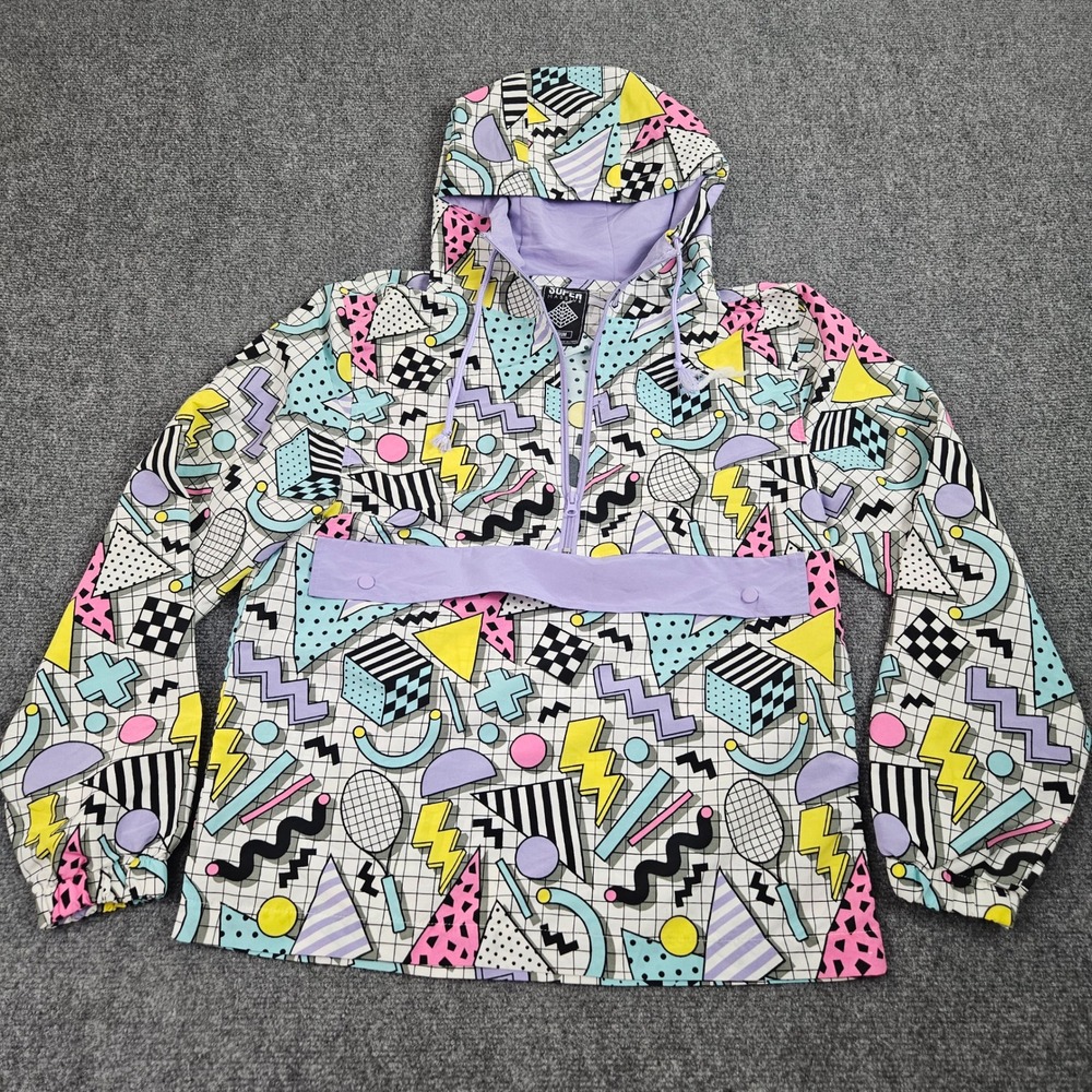 Super Massive Windbreaker Jacket Mens Medium 90s Style Geometric‎ Streetwear